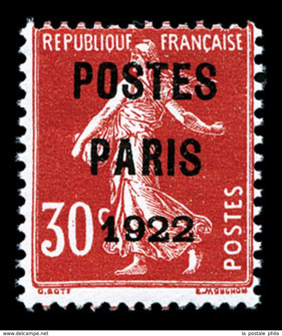 * N°32, 30c Rouge Surchargé 'POSTE PARIS 1922', Frais Et TB (certificat)  Qualité: *  Cote: 750 Euros - 1893-1947