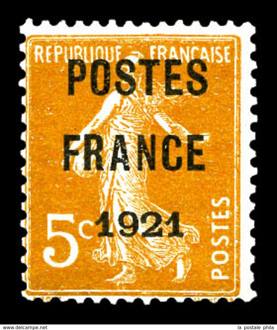 ** N°33, 5c Orange Surchargé 'POSTE FRANCE 1921'. TTB  Qualité: **  Cote: 425 Euros - 1893-1947