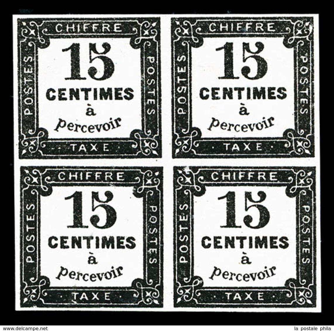 ** N°4, 15c Noir Lithographié Type II En Bloc De Quatre, Fraîcheur Postale, SUP (signé Brun/certificat)  Qualité: ** - 1859-1959 Used