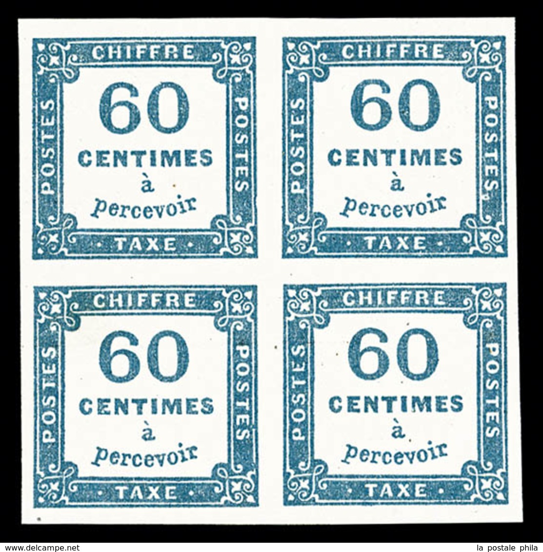 ** N°9, 60c Bleu En Bloc De Quatre, Fraîcheur Postale, SUP (certificat)  Qualité: ** - 1859-1959 Used