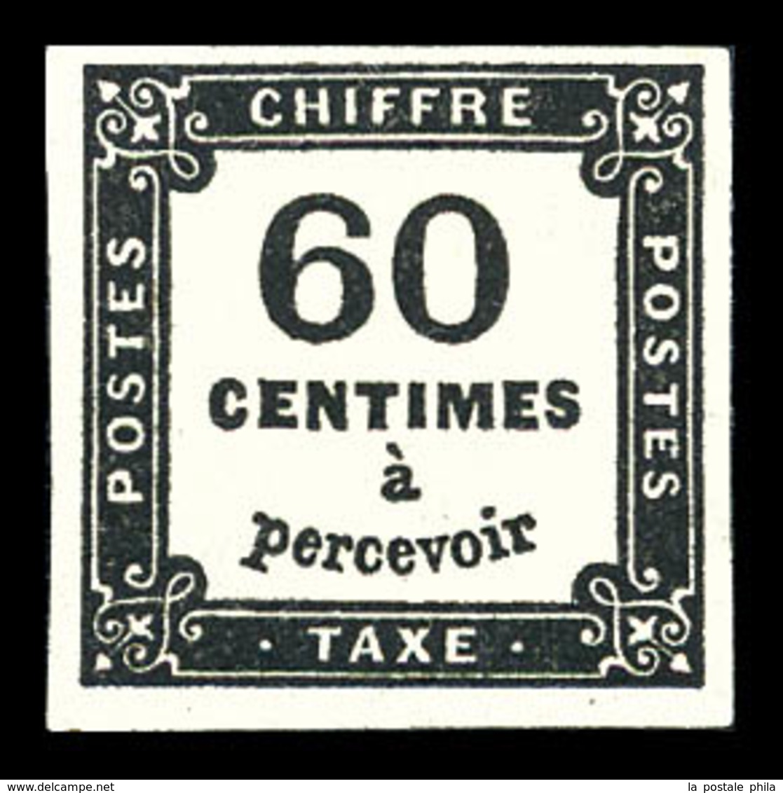 * N°9B, Non émis, 60c Noir, Très Jolie Pièce. TRES RARE. SUP (signé Calves/certificat)  Qualité: *  Cote: 4000 Euros - 1859-1959 Used