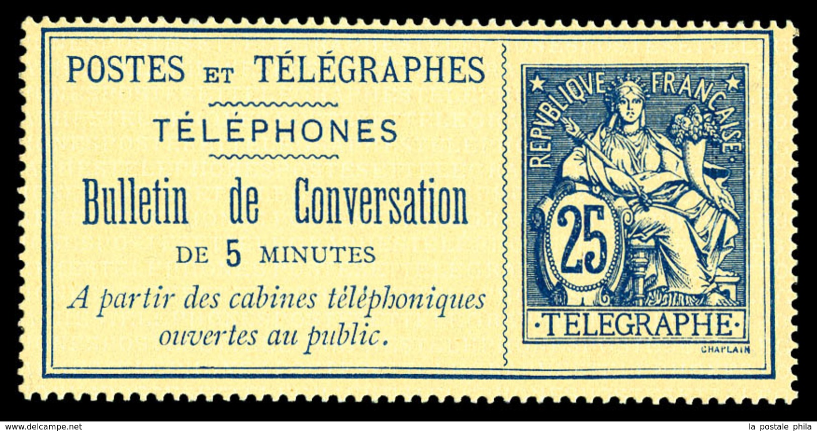 (*) N°7, 25c Bleu Sur Chamois. TB  Qualité: (*)  Cote: 325 Euros - Telegraph And Telephone