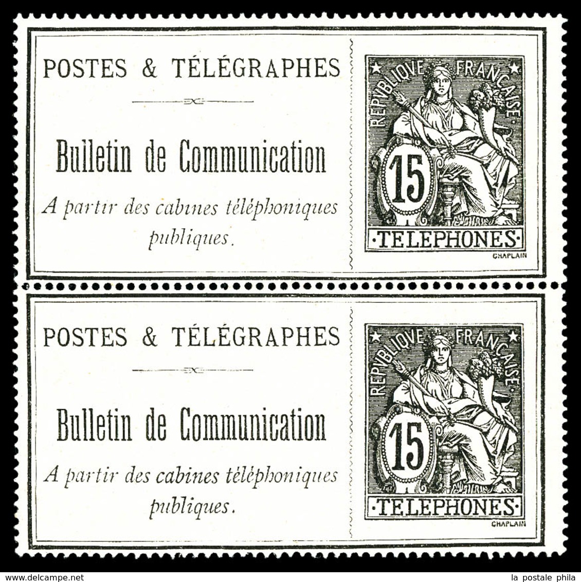 (*) N°23, 15c Noir En Paire. TTB  Qualité: (*)  Cote: 260 Euros - Telegraph And Telephone