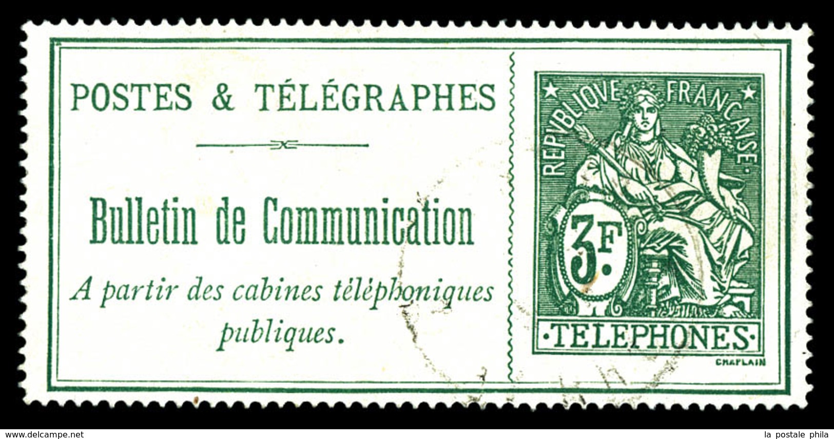 O N°30, 3f Vert. TB (certificat)  Qualité: O  Cote: 920 Euros - Telegraph And Telephone