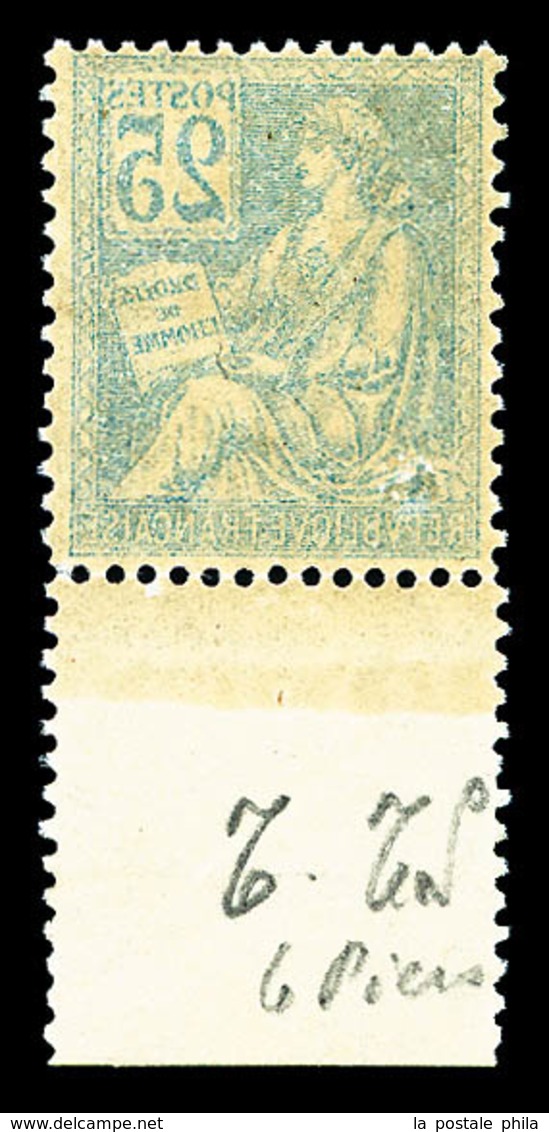 ** N°118, 25c Bleu Type II: Impression Recto-verso, Un Point De Gomme Sinon SUP (certificat)  Qualité: **  Cote: 650 Eur - Unused Stamps