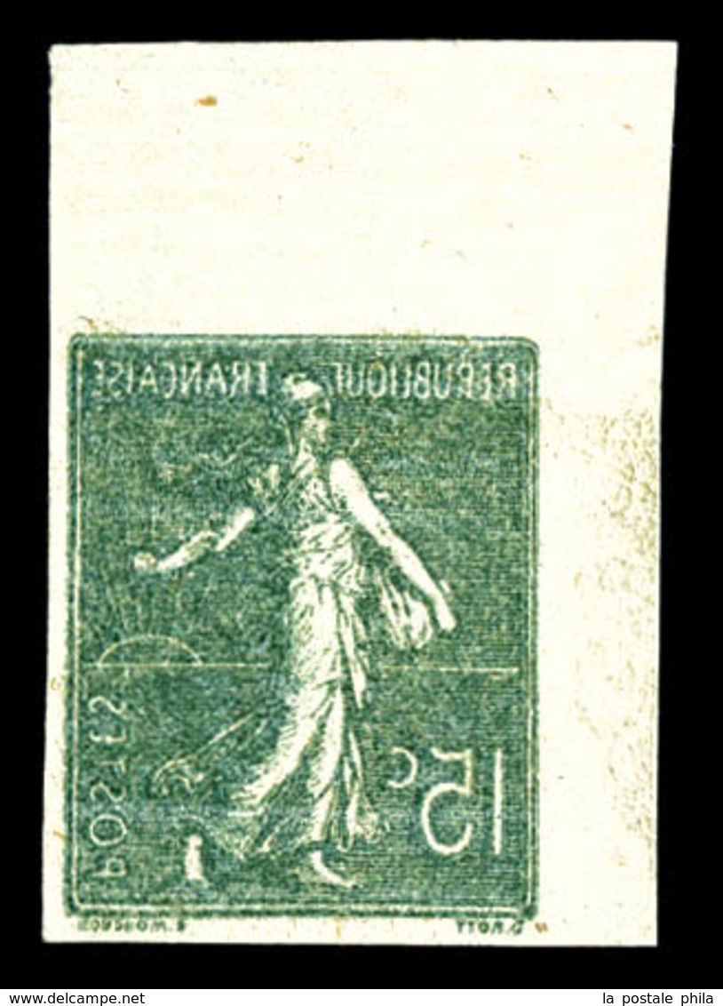 ** N°130, Semeuse 15c Vert Non Dentelé, Impression Recto Verso. TB  Qualité: **  Cote: 145 Euros - Unused Stamps