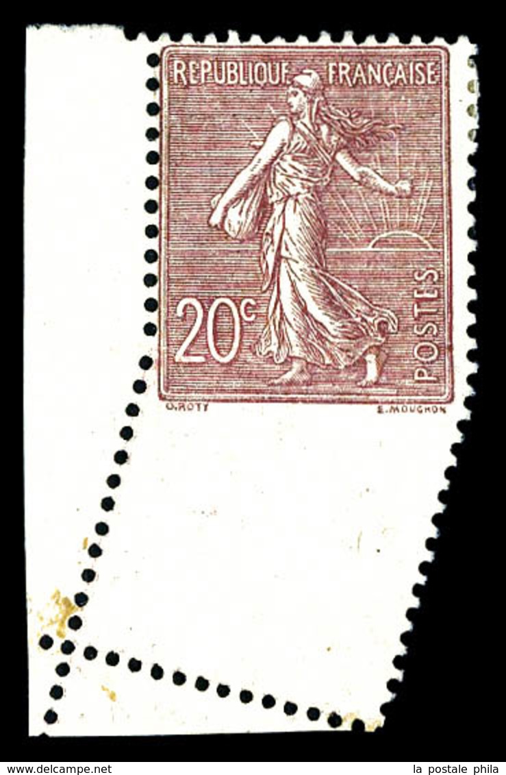 * N°131i, 20c Semeuse, Piquage Oblique Par Pliage Cdf. SUP  Qualité: * - Unused Stamps