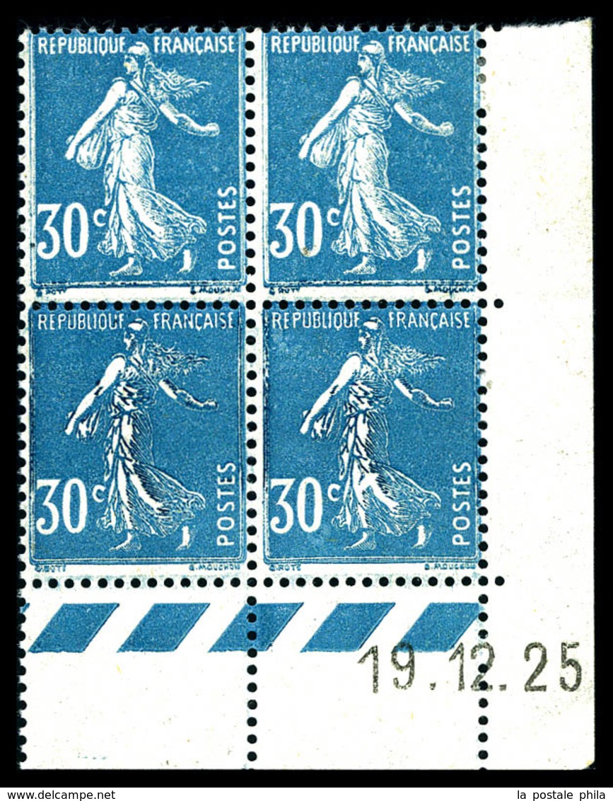 ** N°192, 30c Semeuse, 2 Ex Impression Déféctueuse Tenant à Normaux En Bd4 Cdf Daté. TB  Qualité: ** - Unused Stamps