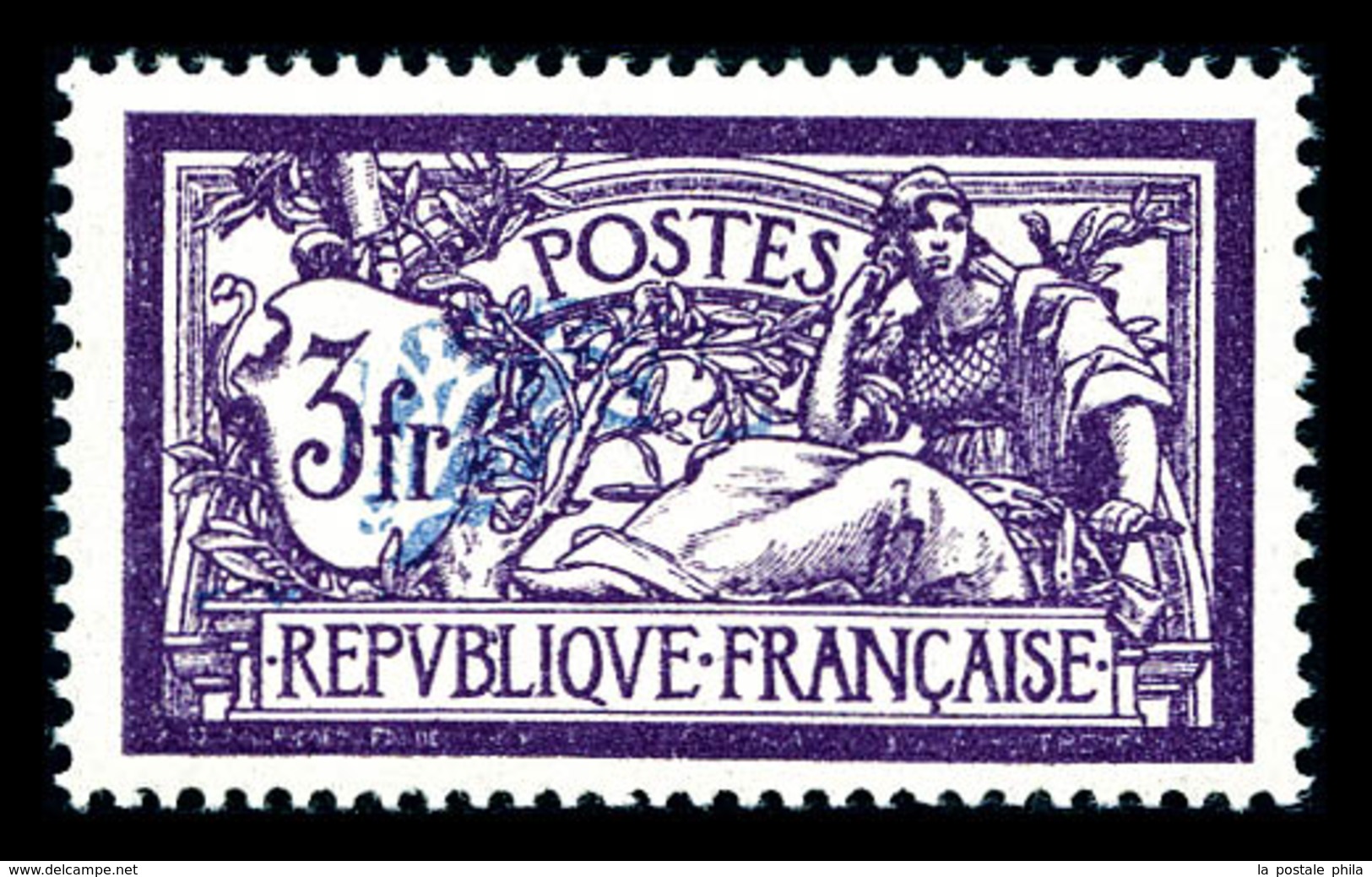 ** N°206c, Merson, 3F Violet Et Bleu Centre Déplacé, Très Bon Centrage, SUP (certificat)  Qualité: **  Cote: 562 Euros - Unused Stamps