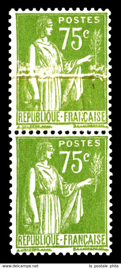 ** N°284A, 75c Paix, Impression Sur Raccord En Paire. TB  Qualité: ** - Unused Stamps