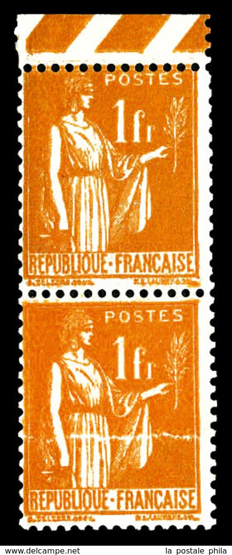 ** N°286, 1F Paix, Impression Sur Raccord En Paire (1ex*). TB  Qualité: ** - Unused Stamps