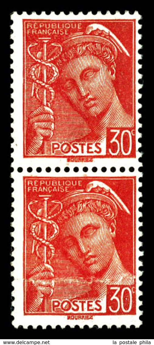 * N°412, 30c Mercure, Impression Sur Raccord En Paire. TB  Qualité: * - Unused Stamps