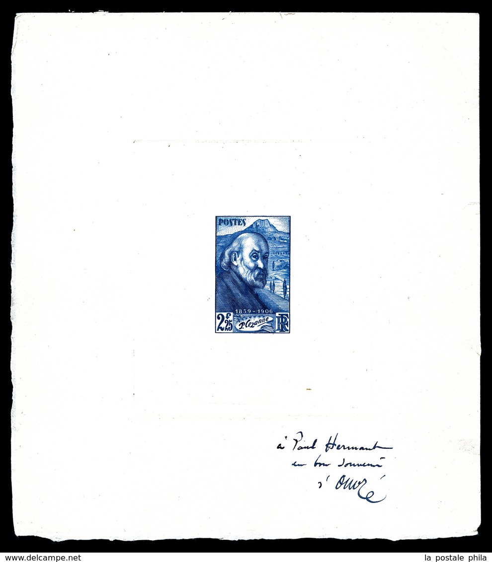 (*) N°421A, Non émis Cézanne Type II, épreuve D'artiste En Bleu Foncé Signée. SUPERBE. R.R. (certificat)  Qualité: (*) - Künstlerentwürfe