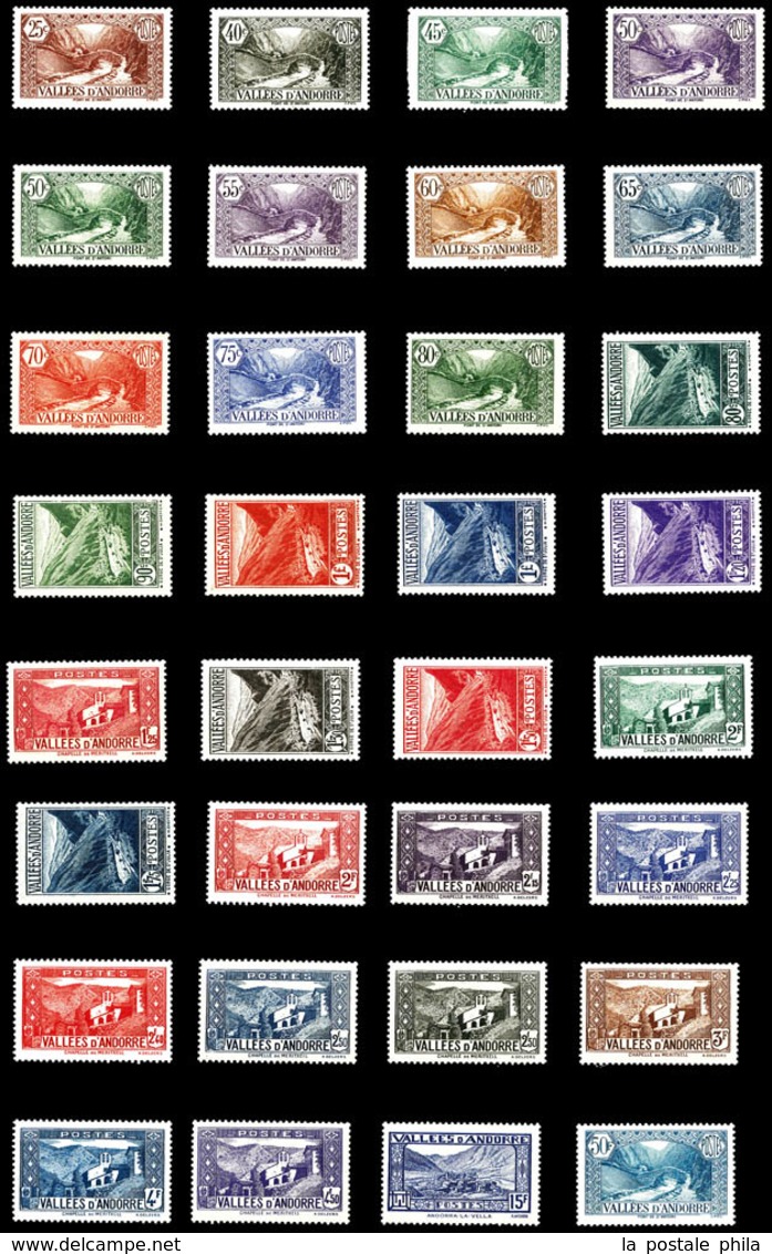 ** ANDORRE N°61/92, Série Paysages De 1937, Les 32 Valeurs TB (certificat)  Qualité: **  Cote: 660 Euros - Unused Stamps