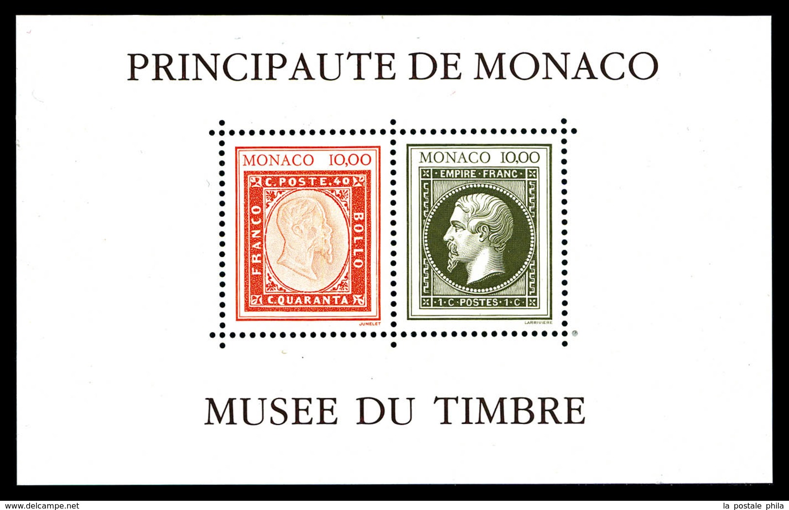 ** MONACO Blocs Et Feuillets, N°58A, Musée Du Timbre: Sans Cachet à Date (Non émis), SUP (certificat)  Qualité: **  Cote - Blocks & Sheetlets