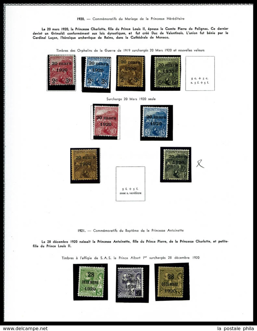N MONACO 1885/1969, Collection Neufs */** Presentée En Album Thiaude, Dont N° 27 à 33 Obl, 119 à 134, Blocs Dont 3A/B ** - Collections, Lots & Series