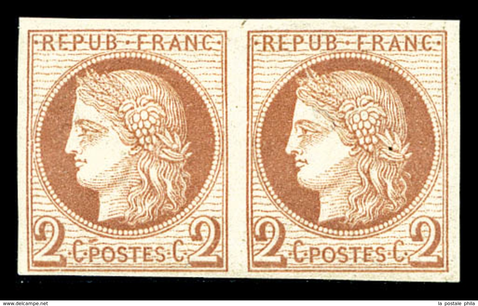 * COLONIES GENERALES N°15, 2c Rouge-brun En Paire, Belles Marges, TTB (signé/certificat)  Qualité: *  Cote: 1100 Euros - Aigle Impérial