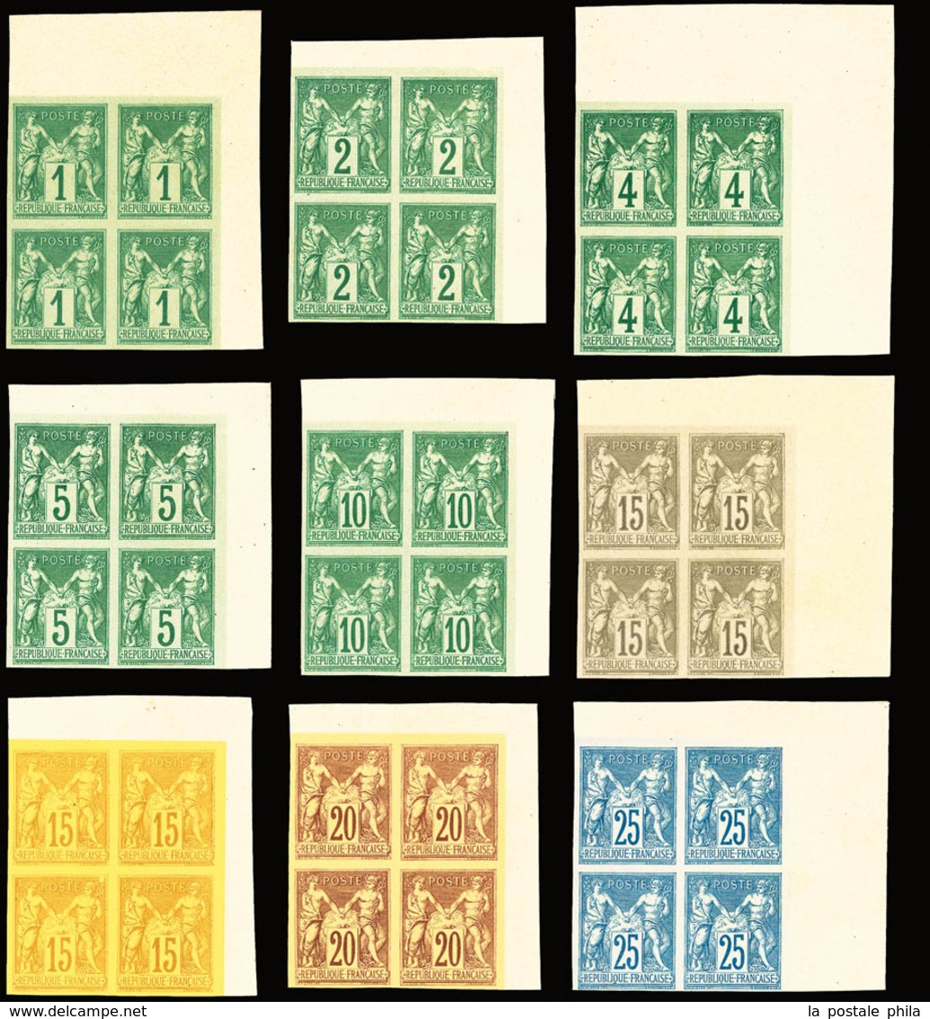 (*) COLONIES GENERALESSAGE, Tirage Spécial De 1900 Sur Bristol, On Ne Connait Que 2 Panneaux De 25 Timbres Découpés: 9 V - Eagle And Crown