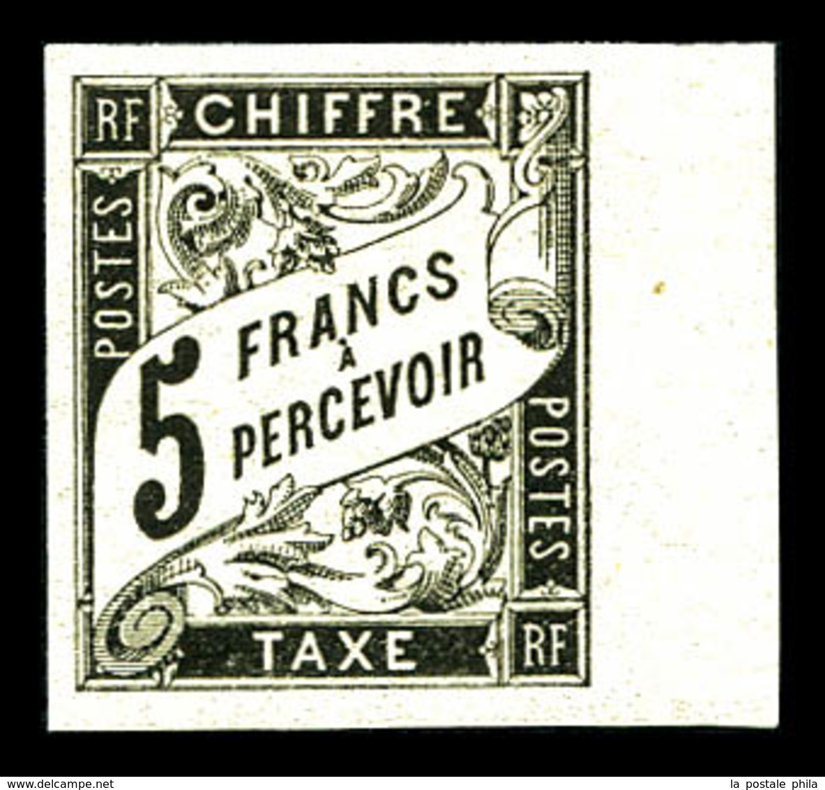 ** COLONIES GENERALES Taxe, N°14, 5f Noir Bdf, Fraîcheur Postale. TTB (certificat)  Qualité: ** - Aigle Impérial