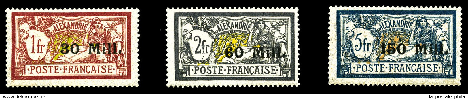 ** ALEXANDRIE N°47A/49A, Tirage Spécial Du Roi Fouad, Les 3 Exemplaires Superbes. R.R. (certificat)  Qualité: **  Cote:  - Ungebraucht