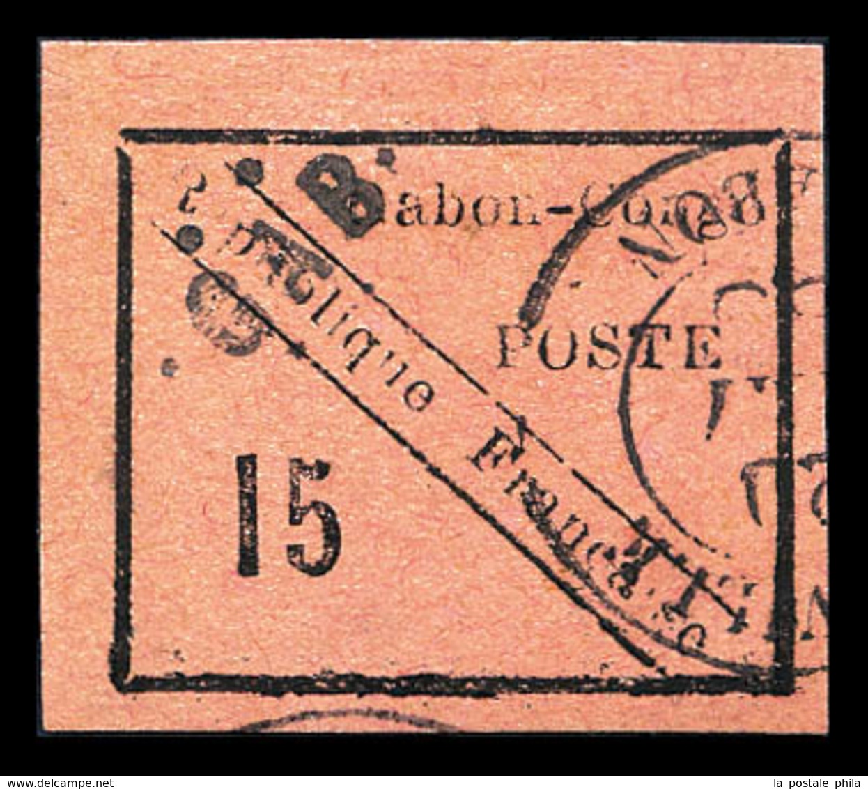 O GABON N°14, 15c Noir Sur Rose. SUP. R.R. (signé Margues/certificat)  Qualité: O  Cote: 1300 Euros - Unused Stamps