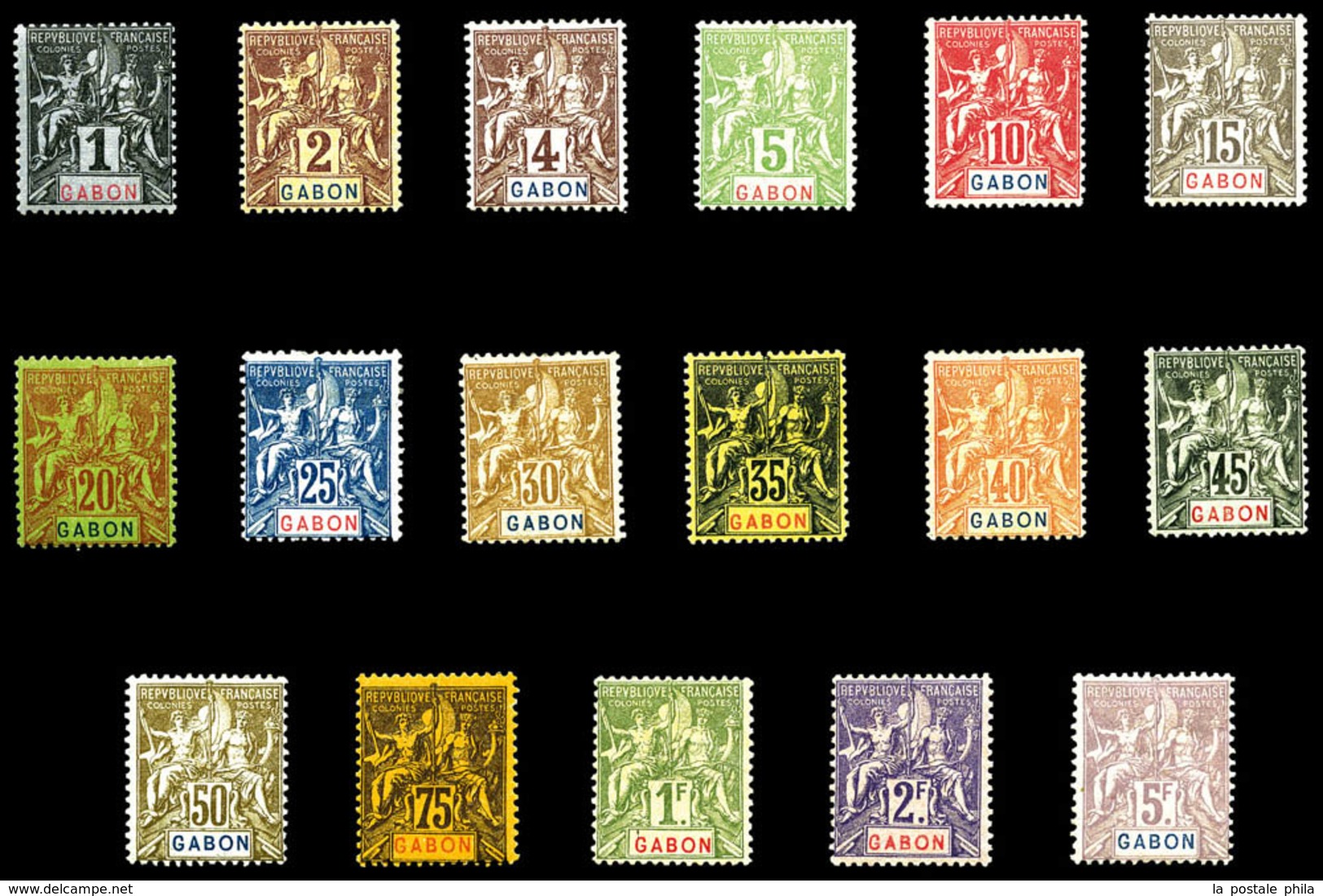 * GABON N°16/32, Série De 1904, Les 17 Valeurs TTB (certificat)  Qualité: *  Cote: 520 Euros - Unused Stamps
