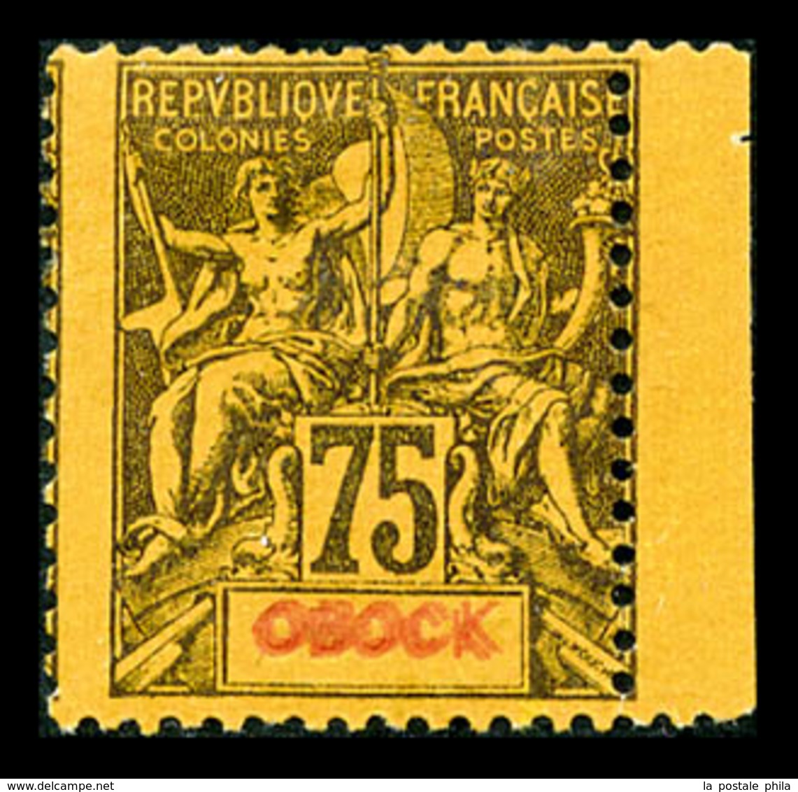 * OBOCK N°43a, Double Obock, Bdf, TTB (signé Brun/certificat)  Qualité: *  Cote: 480 Euros - Unused Stamps