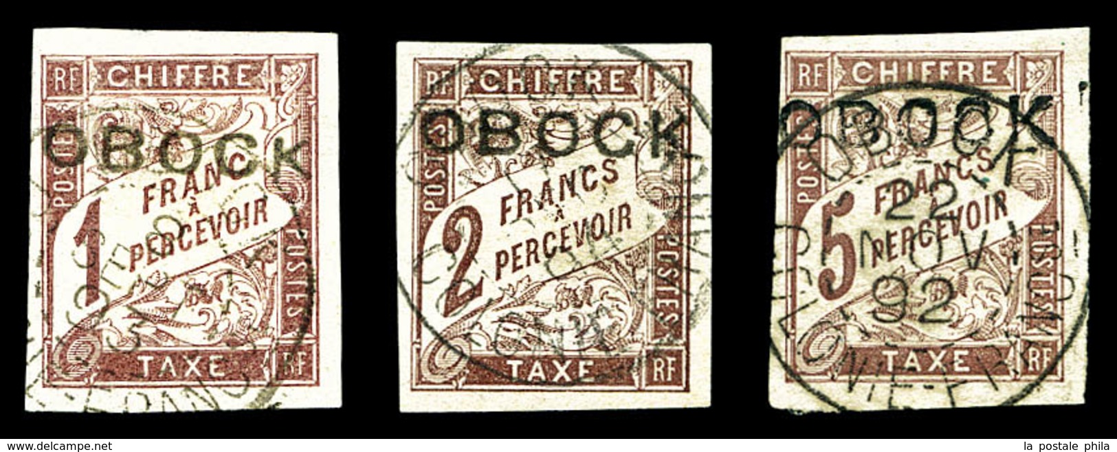 O OBOCK Taxe, N°16/18, Les 3 Valeurs SUP (signé Calves/certificat)  Qualité: O  Cote: 1195 Euros - Unused Stamps