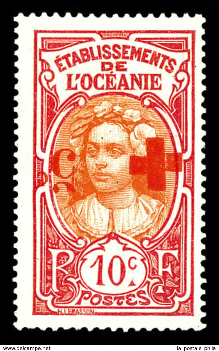 * OCEANIE N°40a, +5c Sur 10c, Surcharge Renversée. TB (signé Brun)  Qualité: *  Cote: 430 Euros - Unused Stamps