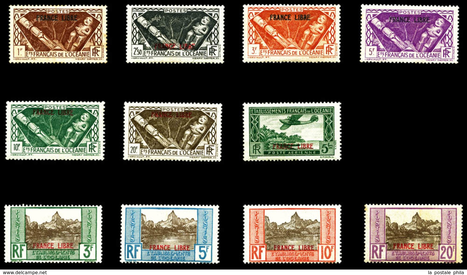 ** OCEANIE N°140/49, Série France Libre De 1941 + PA 3, Les 11 Valeurs TB  Qualité: **  Cote: 506 Euros - Unused Stamps