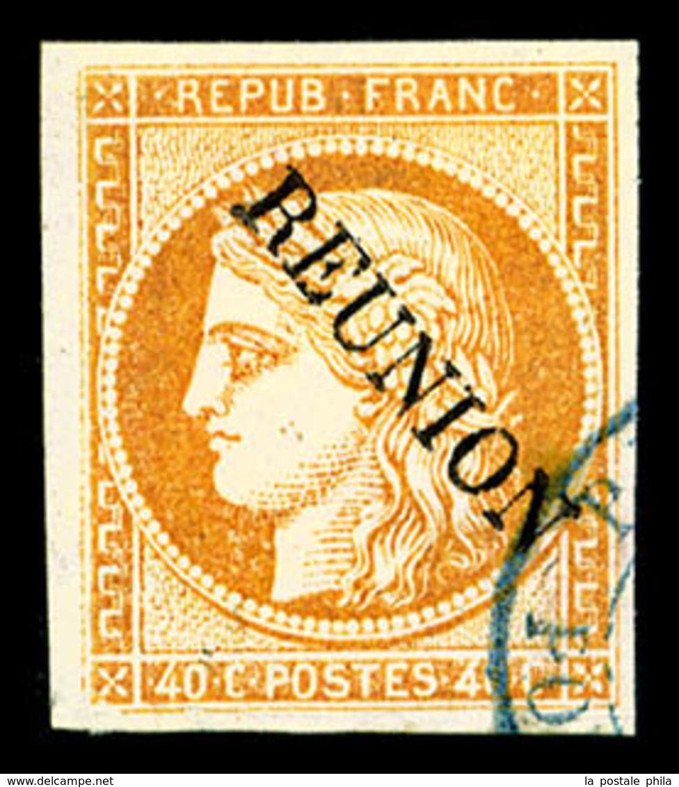 O REUNION N°11a, 40c Orange: Sans Accent Sur Le E De REUNION, R.R.R (signé Calves/certificat)  Qualité: O  Cote: 3000 Eu - Unused Stamps