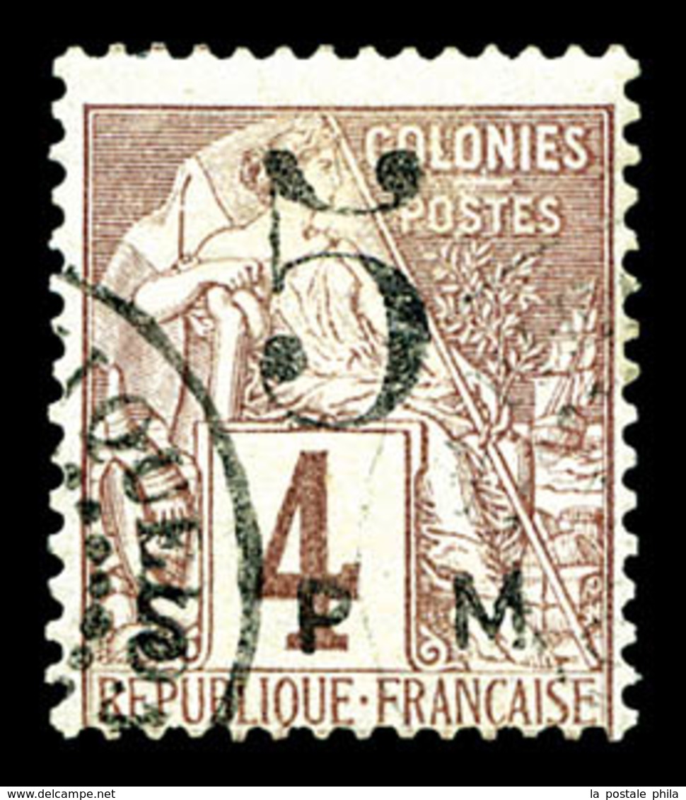 O SAINT PIERRE ET MIQUELON N°4, 5 Sur 4c Lilas-brun Sur Gris, TB (certificat)  Qualité: O  Cote: 400 Euros - Used Stamps