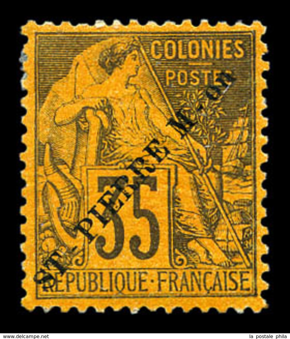 * SAINT PIERRE ET MIQUELON N°27, 35c Violet-noir Sur Jaune, Tirage 900 Exemplaires. SUP (signé Brun/certificat)  Qualité - Used Stamps