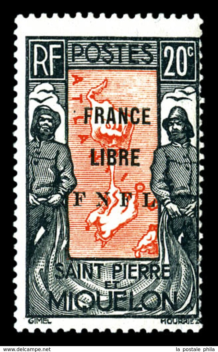 ** SAINT PIERRE ET MIQUELON N°285, 20c Noir Et Rouge-orange. SUP (certificat)  Qualité: **  Cote: 780 Euros - Used Stamps