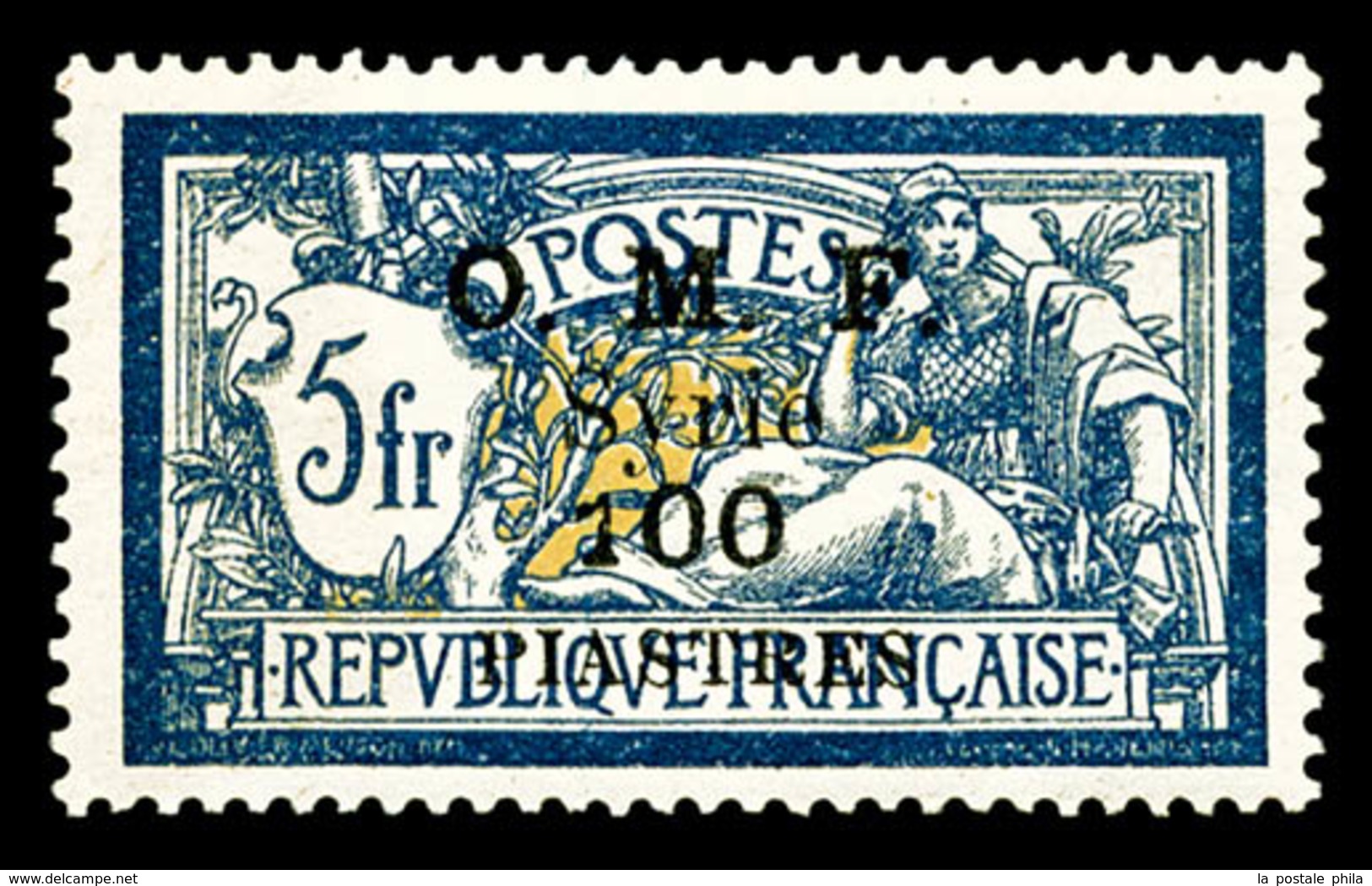 ** SYRIE N°43, 100 Pi Sur 5f Bleu Et Chamois, Bon Centrage, SUP (certificat)  Qualité: **  Cote: 688 Euros - Used Stamps