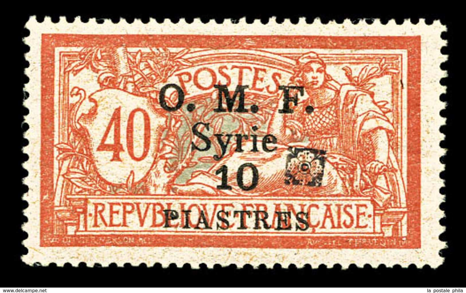 * SYRIE N°53, 10 Pi Sur 40c, Fleuron Noir. TTB  Qualité: *  Cote: 170 Euros - Used Stamps