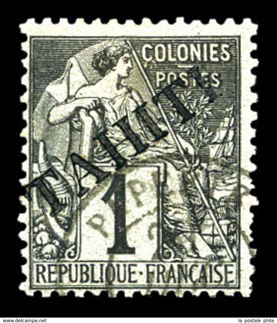 O TAHITI N°7, 1c Noir Sur Azuré. SUP. R. (signé Brun/certificat)  Qualité: O  Cote: 1200 Euros - Used Stamps