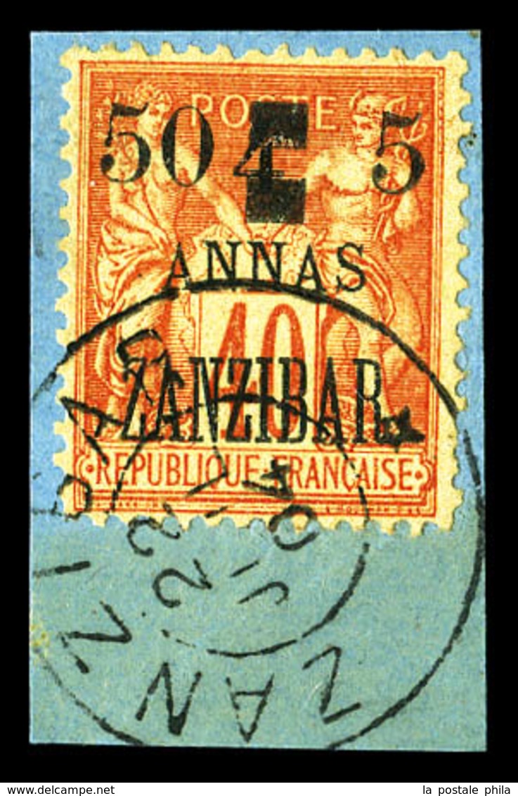 O ZANZIBAR N°60, 50c Et 5 Sur 4a Sur 40c Sur Son Support. TTB. R.R. (signé/certificat)  Qualité: O  Cote: 1400 Euros - Unused Stamps