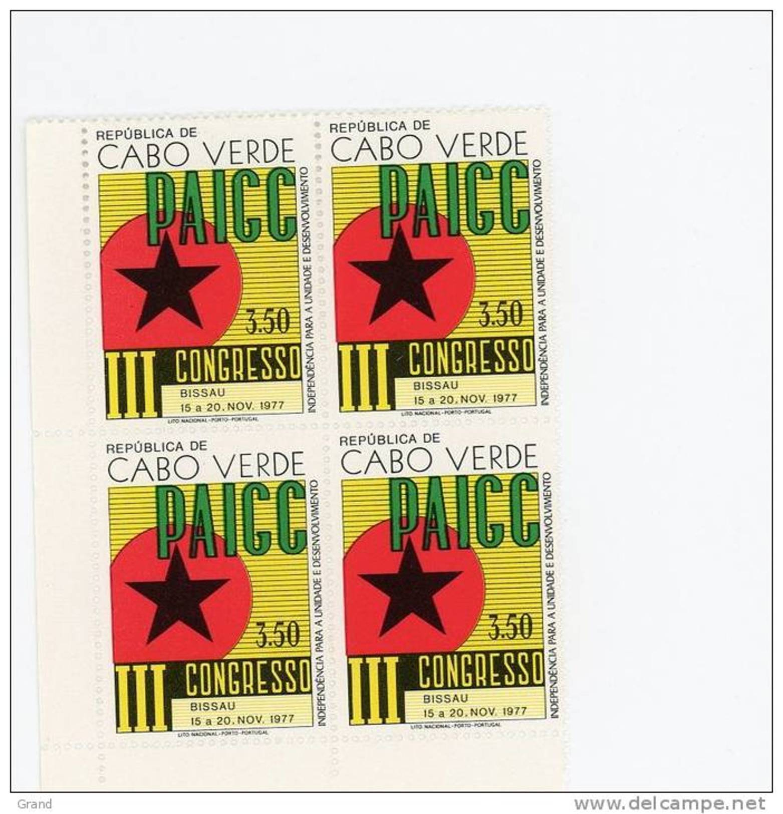 Cap Vert-Cabo Verde-1977-Congrès PAIGC-1 Valeur En Bloc De 4***MNH - Cap Vert