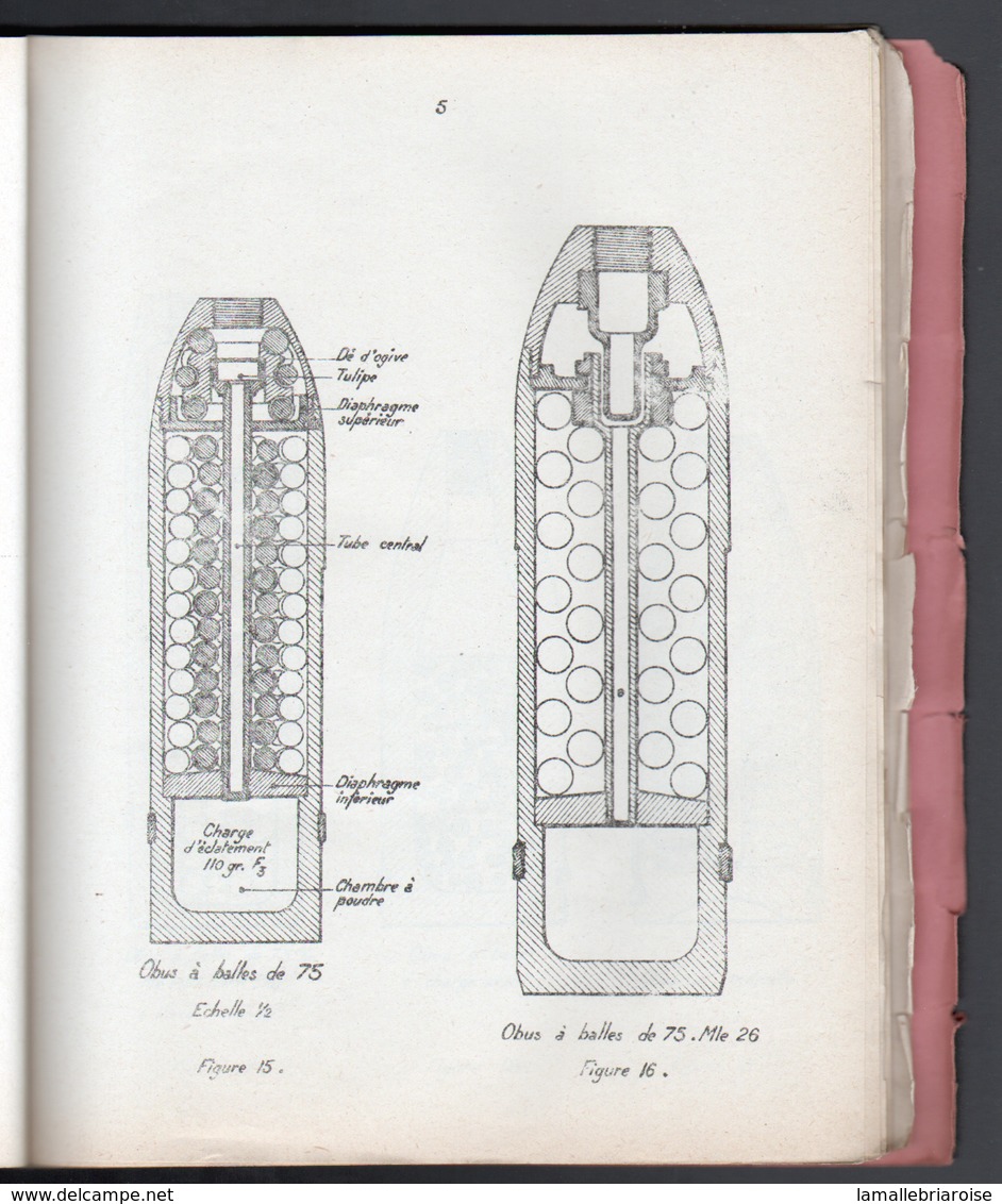 Cours D'artillerie, MUNITIONS, Tome II: PLANCHES. Nimes, Avril 1942. Obus, Fusées, Detonateur, Annexes - Français