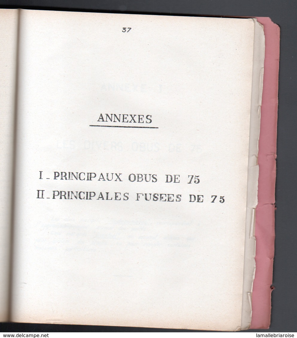 Cours d'artillerie, MUNITIONS, Tome II: PLANCHES. Nimes, Avril 1942. Obus, fusées, detonateur, Annexes