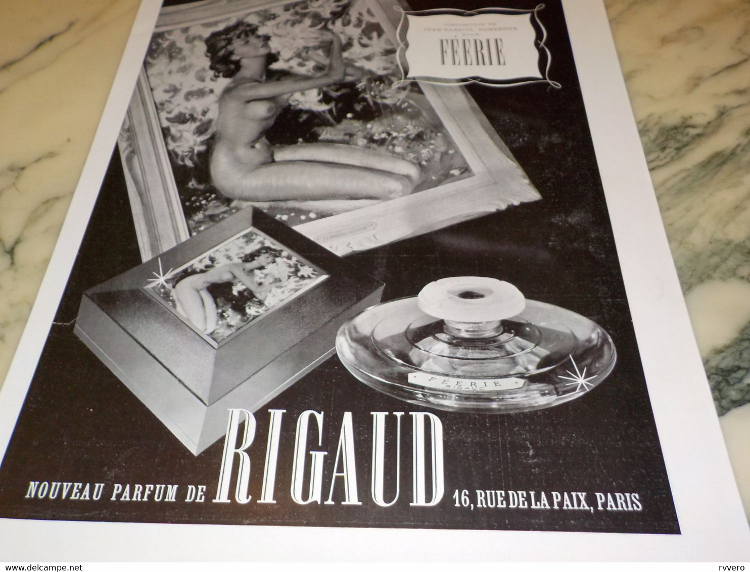 ANCIENNE PUBLICITE PARFUM FEERIE DE  RIGAUD 1938 - Other & Unclassified