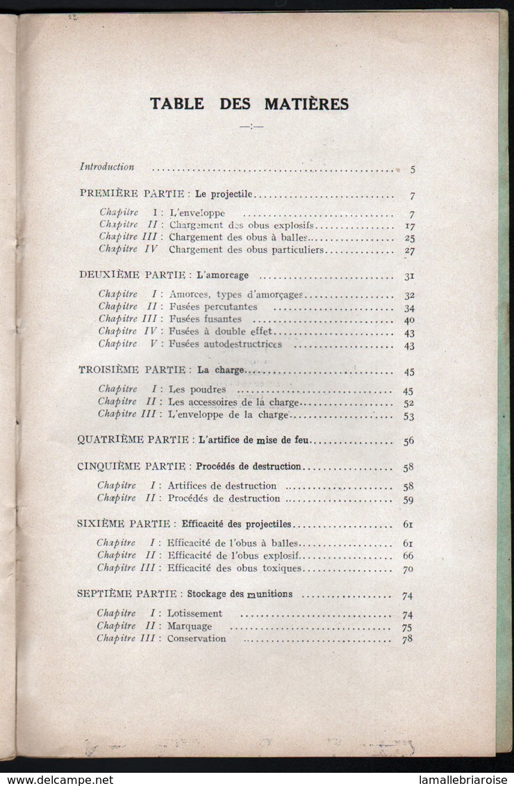 Cours D'artillerie, MUNITIONS, Rédigé Par Le Capitaine D'artilleri. Nimes, Mars 1941. Obus, Fusées, Detonateur, Annexes - Français