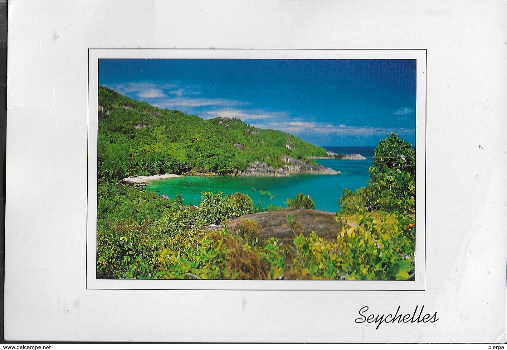 SEYCELLES - SCORCIO PANORAMICO - VIAGGIATA 2000 FRANCOBOLLO ASPORTATO - Seychelles