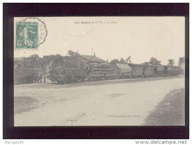 35 Gosné La Gare édit. Mary Rousselière N° 712 Tramway à Vapeur Train Chemin De Fer - Autres & Non Classés