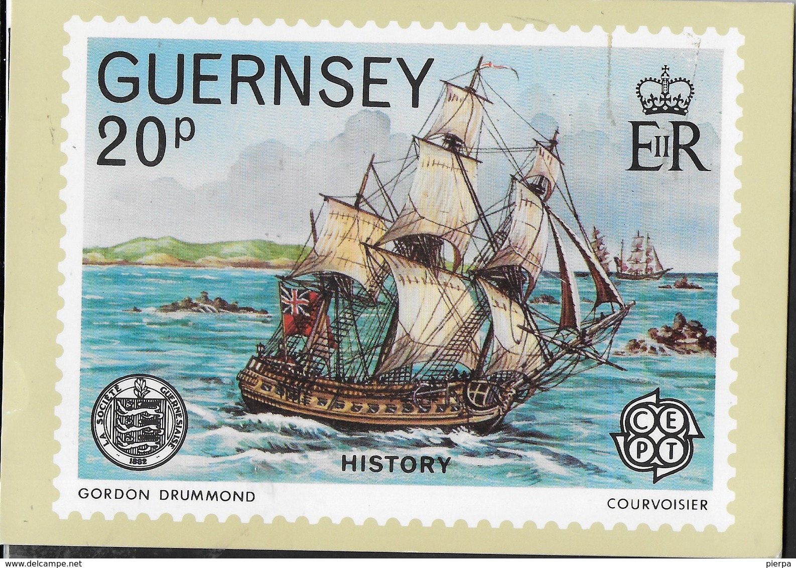 GUERNSEY - STORIA DELLE NAVI - VIAGGIATA 2002 - Timbres (représentations)