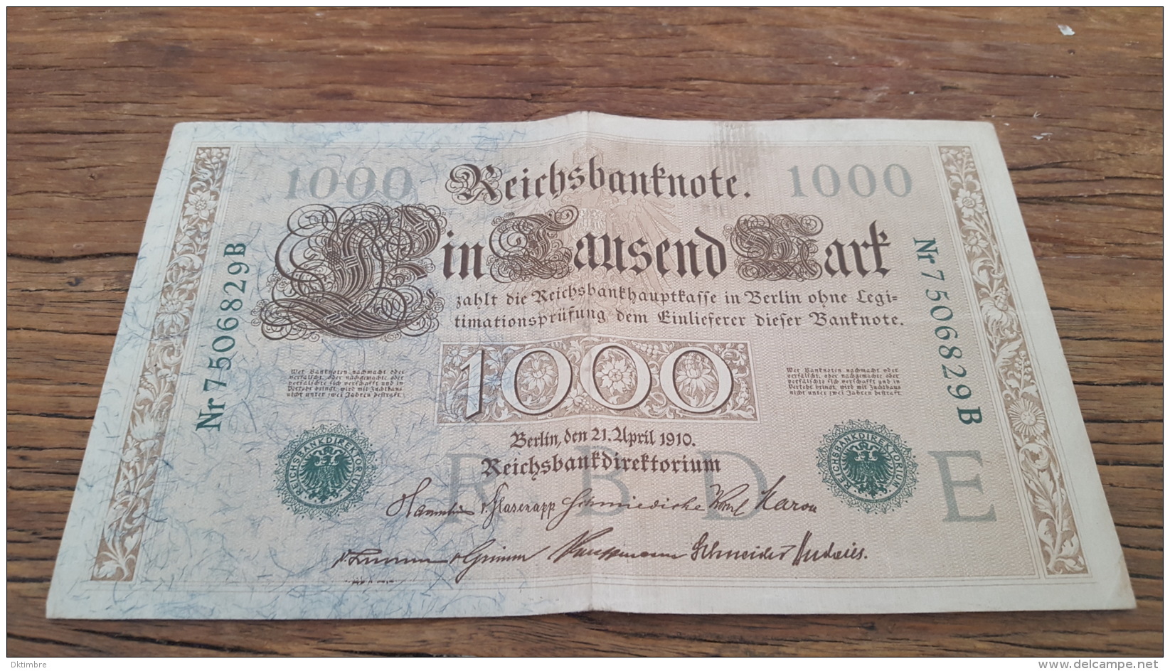 LOT 414615 BILLET D ALLEMAGNE   1000  DE BERLIN 1910 - Other & Unclassified