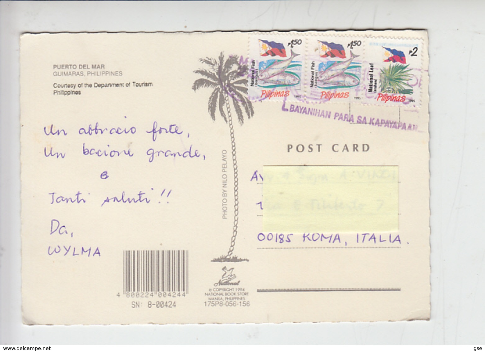 FILIPPINE  1995 - Cartolina Per Italia - Fauna - Pesci - Bandiera - Filippine