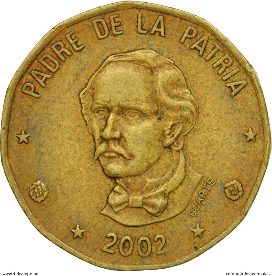 Monnaie, Dominican Republic, Peso, 2002, TTB, Laiton, KM:80.2 - Dominicaine
