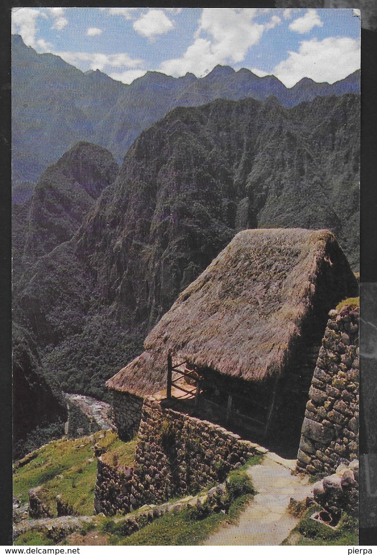 PERU' - CASA TIPICA INCA - FORMATO  PICCOLO - VIAGGIATA FRANCOBOLLO ASPORTATO - Perù